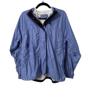 LL Bean Vintage Hooded Rain Jacket Windbreaker Light Blue Misses Large